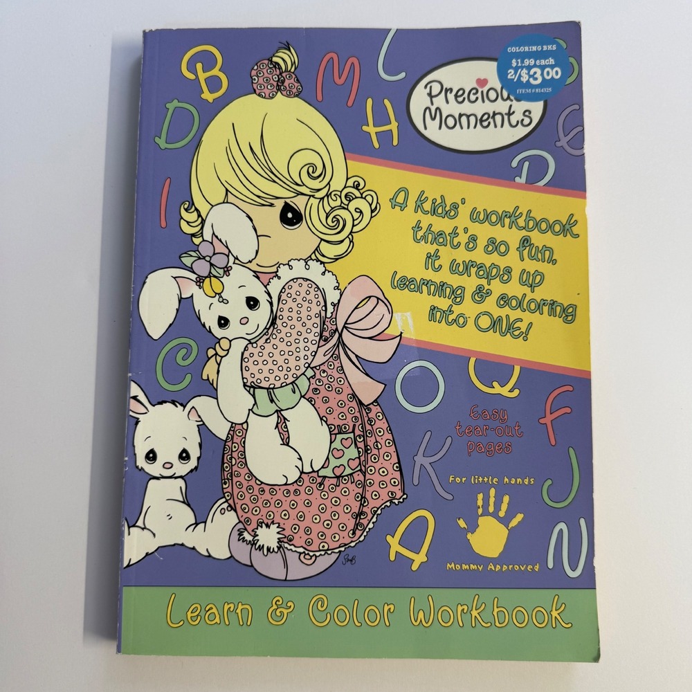 Vintage Y2K Precious moments learn & color coloring work book toddler pre school